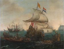 Dutch Ships Ramming Spanish Galleys off the English Coast, 3 October 1602, 1617. Creator: Hendrick Cornelisz Vroom