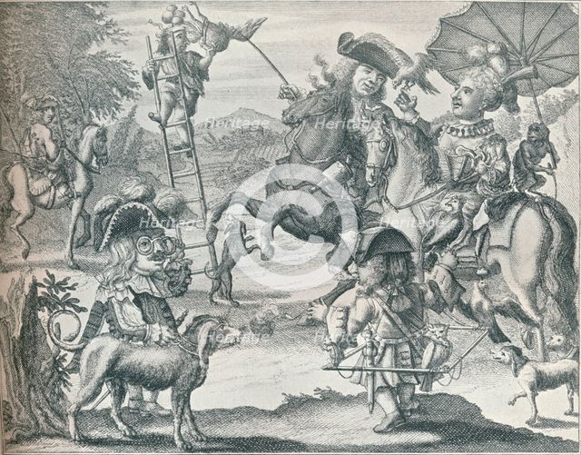 Dutch Skit on Falconry, c1716, (1916). Artist: Unknown