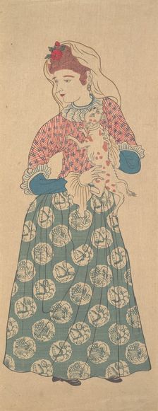 Dutch Woman Holding a Dog, first half of the 19th century. Creator: Unknown
