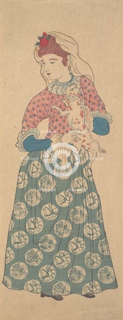 Dutch Woman Holding a Dog, first half of the 19th century. Creator: Unknown.