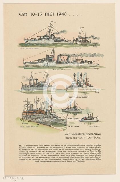 Dutch warships sunk between 10-15 May 1940, (c.1945-c.1960).  Creator: Anon.