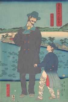 Dutchman and Child Viewing the Benten Shrine at Shinobazu Pond, 7th month, 1861 Creator: Sadahide Utagawa