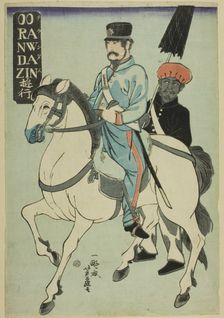 Dutchman Strolling (Orandajin yuko), 1861. Creator: Yoshifuji