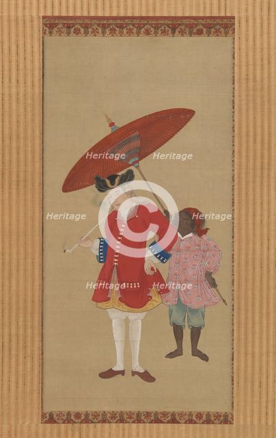 Dutchman with a Servant, early 19th century. Creator: Kawahara Keiga.