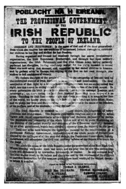 'Dublin Apres L'Emeute; La proclamation du gouvernement provisoire de la "republique..., 1916. Creator: Unknown.