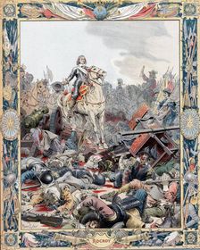 duc d'Enghien leading French victory over Spanish, Thirty Years War, (1643) c1880