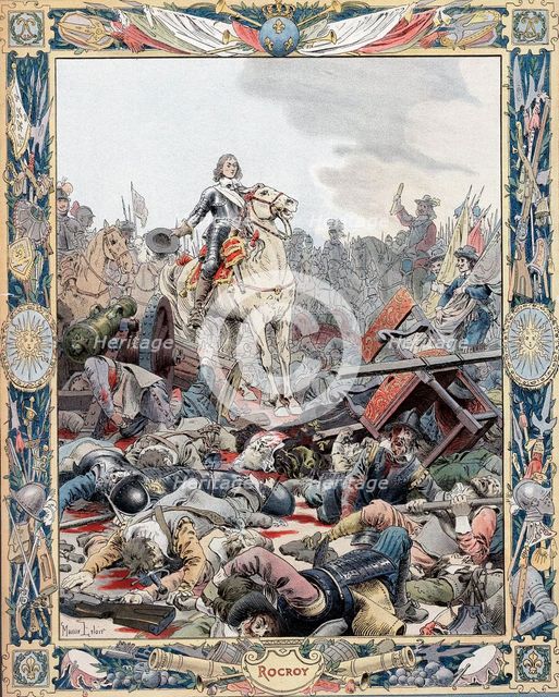 duc d'Enghien leading French victory over Spanish, Thirty Years War, (1643) c1880. Artist: Unknown