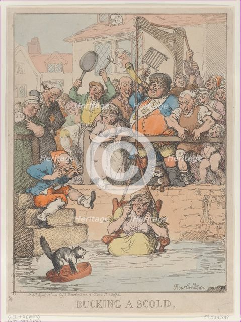 Ducking a Scold, [April 12, 1803], reissued April 12,..., [April 12, 1803], reissued April 12, 1812. Creator: Thomas Rowlandson.