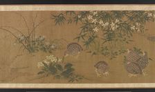 Ducks, flowers, and quail, Ming dynasty, 1368-1644. Creator: Unknown