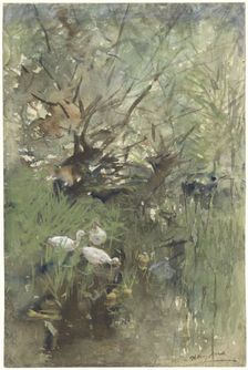 Ducks under willows, 1844-1910. Creator: Willem Maris