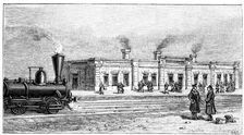 Duchak Station, on the railroad trans-Caspian, engraving, 1895