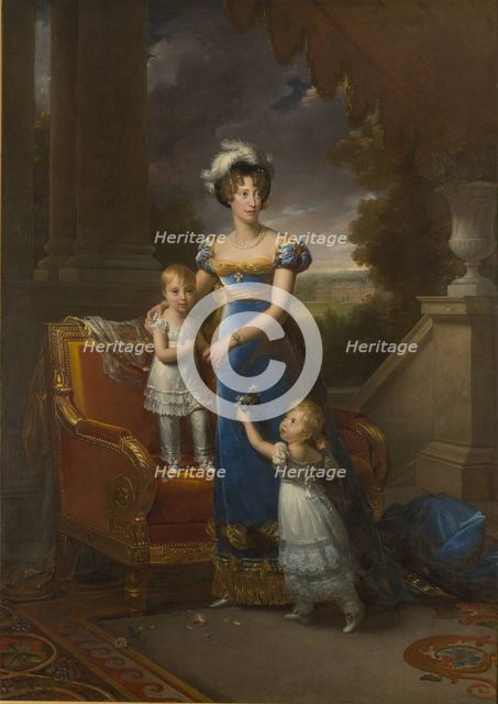 Duchesse de Berry with children Louise Marie Thérèse d'Artois and Henri d'Artois, 1822. Artist: Gérard, François Pascal Simon (1770-1837)
