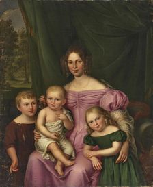 Duchess Helene of Württemberg (1807-1880), Princess of Hohenlohe-Langenburg. with children. Creator: Rothe, Carl (1810-1865)