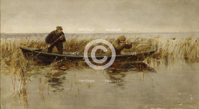 Duck hunt, Second Half of the 19th century. Artist: Silvanovich, S. (active 1860s-1880s)
