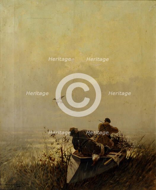 Duck Hunting, 1905. Artist: Tichmenev, Evgeny Alexandrovich (1869-1934)