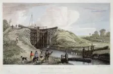 Dudgrove double lock above Lechlade, Thames and Severn Canal, 1814. Creator: William Bernard Cooke
