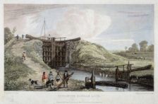 Dudgrove double lock above Lechlade, Thames and Severn Canal, 1814. Creator: William Bernard Cooke