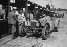 Dudley Froy with the 4.5 litre Invicta S type, at Brooklands, Surrey, 1931