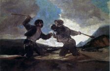 Duel with sticks oil by Francisco de Goya