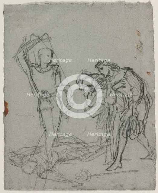 Duel after the Masked Ball (recto), c. 1857. Creator: Thomas Couture (French, 1815-1879).