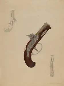Dueling Pistol, c. 1937. Creator: Richard Whitaker