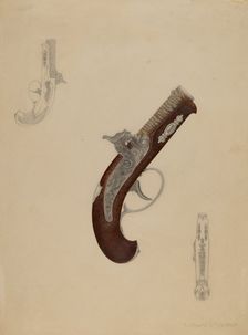 Dueling Pistol, c. 1937. Creator: Richard Whitaker