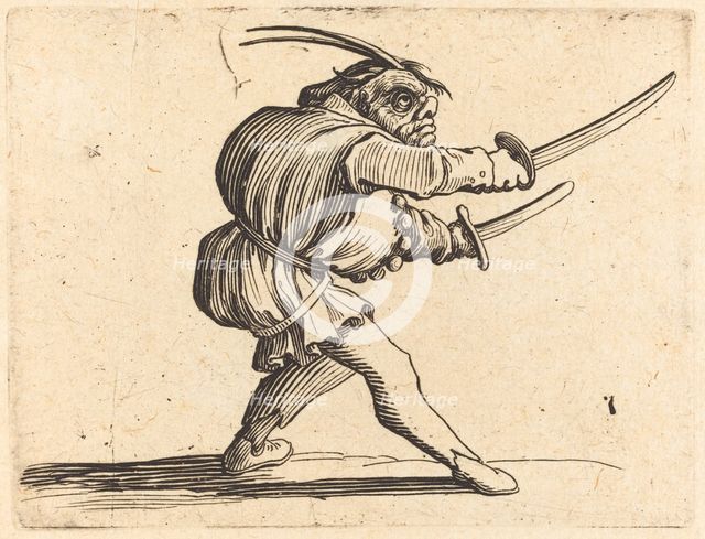 Duellist with Two Sabers, c. 1622. Creator: Jacques Callot.