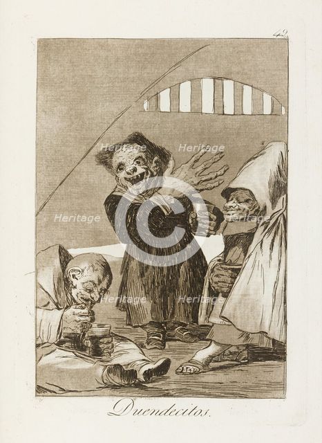 Duendecitos.; Los Caprichos, pl.49, 1799. Creator: Francisco Goya.
