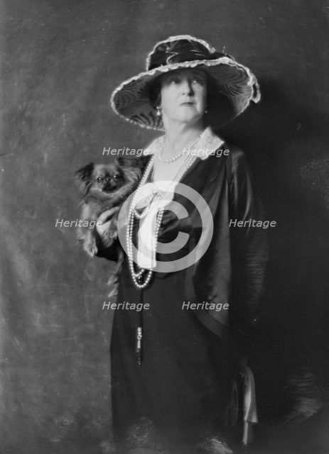 Duff-Gordon, Lady, with dog, portrait photograph, not before 1916. Creator: Arnold Genthe.