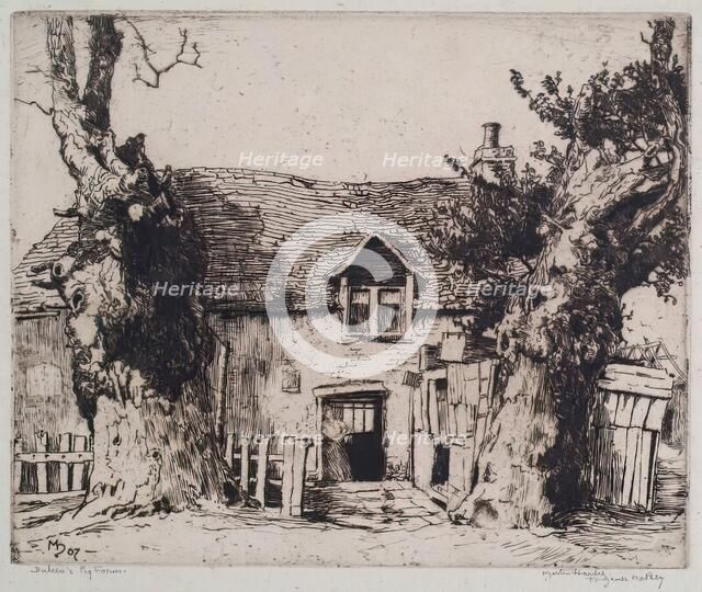 Duhen's Pig Farm, 1907. Creator: Martin Hardie.