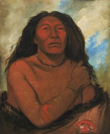Duhk-gits-o-ó-see, Red Bear, a Distinguished Warrior, 1832. Creator: George Catlin