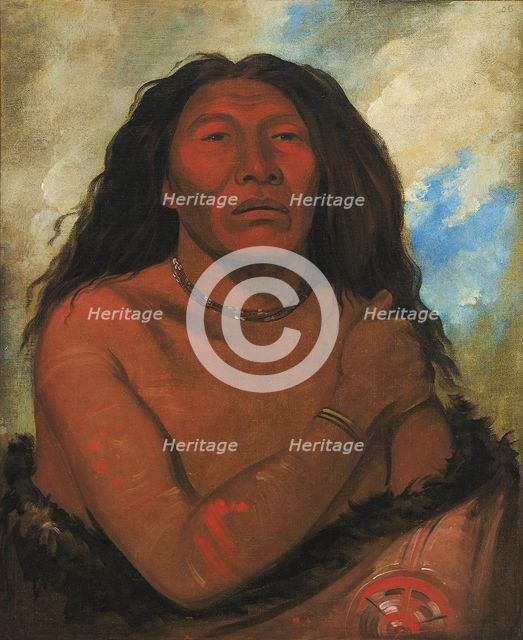 Duhk-gits-o-ó-see, Red Bear, a Distinguished Warrior, 1832. Creator: George Catlin.