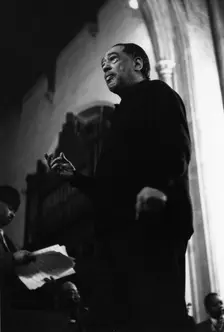 Duke Ellington, rehearsal for a Sacred Concert at Great St Mary's Church, Cambridge, 1967. Creator: Brian Foskett