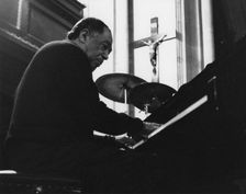 Duke Ellington, rehearsal for a Sacred Concert at Great St Mary's Church, Cambridge, 1967. Creator: Brian Foskett