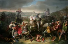 Duke Erich von Calenberg rescues Emperor Maximilian in the Battle at Regensburg in 1504. Artist: Riepenhausen, Johann Christian (1787-1860)