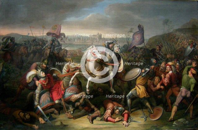 Duke Erich von Calenberg rescues Emperor Maximilian in the Battle at Regensburg in 1504. Artist: Riepenhausen, Johann Christian (1787-1860)