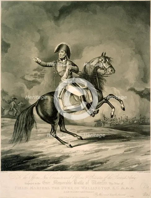 Duke of Wellington at the Battle of Waterloo, 1815. Artist: Unknown.