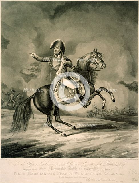 Duke of Wellington at the Battle of Waterloo, 1815. Artist: Unknown.