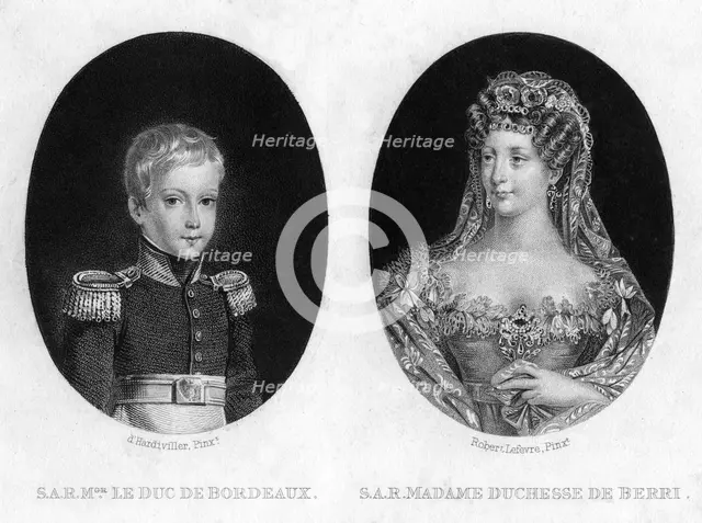 Duke of Bordeaux and the Duchess of Berri. Artist: Unknown