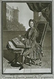 Dulcimer (tympanum), French engraving of the seventeenth century 1948