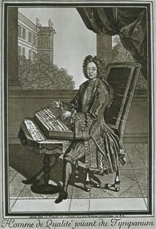 Dulcimer (tympanum), French engraving of the seventeenth century 1948