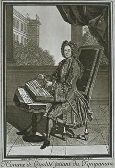 Dulcimer (tympanum), French engraving of the seventeenth century 1948