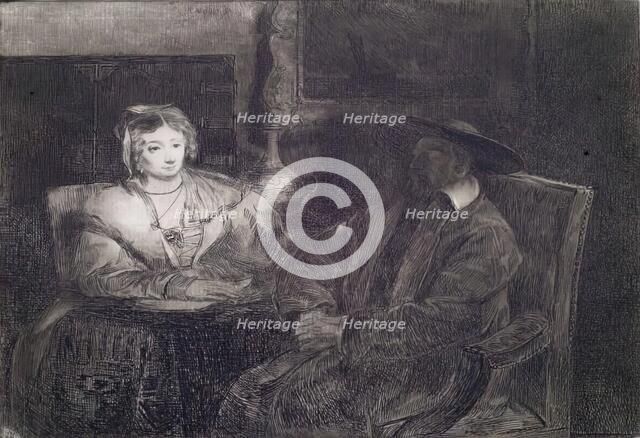 Dull Reading: with Portraits of Daniel Terry (c. 1780-1829) and Elizabeth (Nasmyth)..., 1826. Creator: Andrew Geddes.