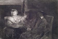 Dull Reading: with Portraits of Daniel Terry (c. 1780-1829) and Elizabeth (Nasmyth)..., 1826. Creator: Andrew Geddes