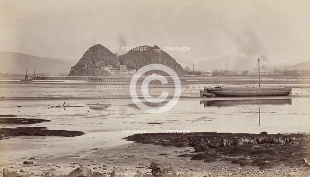 Dumbarton Castle and pier on the Clyde, between 1870 and 1880. Creator: James Valentine.
