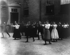 Dumbbell exercises, (1899?). Creator: Frances Benjamin Johnston