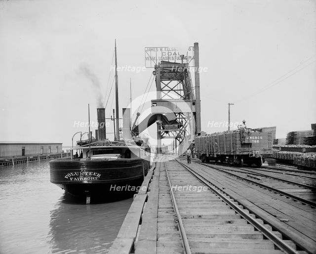 Dumping a car, Ellsworth coal chutes, Cleveland, ca 1900. Creator: Unknown.