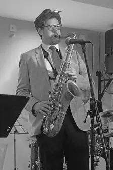 Duncan Hemstock, Davison-Hemstock Quintet, Spike’s Place, Beckenham, Kent, 2024. Creator: Brian O'Connor