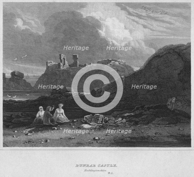 'Dunbar Castle, Haddingtonshire', 1814. Artist: John Greig.