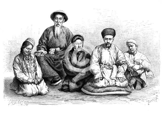 'Dungans and Taranchis, types and costumes', c1890. Artist: Unknown